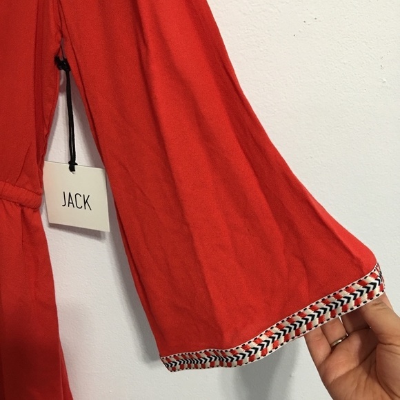 NWT Jack by B.B. Dakota Red Bell-Sleeve Dress - Picture 4 of 5